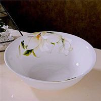 AXZHYX Bowl Ceramic Bowl Pasta Rice Soup Porridge Cutlery Fruit Salad Tray Stir Plate Lily Pattern 23x7cm Hotel Tableware Home Noodles Boiled Fish Soup Bowl
