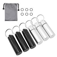 HRX Package Little Keychain Pill Holder Fob, 6 pcs Waterproof Aluminum Pill Case Container for Daily Meds, Small Pill Box for Travel Outdoor EDC