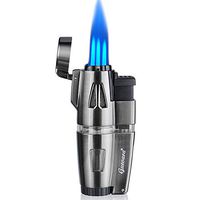 Torch Lighters Butane Refillable Cigar Lighter High Quality 3 Jet Flame Strong Flame Windproof with Punch（No Fuel Include)