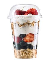 Disposable Plastic Cups with Lids by Green Direct - 9 oz. Party Cup with Dome lids for Cold Drinks - Bubble Boba - Iced Coffee - Tea - Smoothie Pack of 100