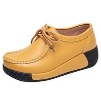 HebeTop Stylish Casual Slimming Swing Shoes Height Increasing Platform Shoes Women Flats Wedges Yellow
