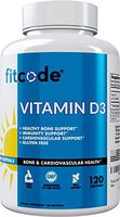 Fitcode Vitamin D3 Softgels, 5000 IU High Potency, Immune System, Bone and Cardiovascular Support, Gluten-Free, 120 Servings