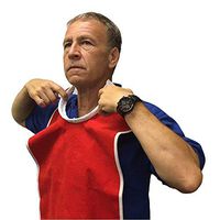 AT Surgical Washable Vinyl Quick Release Navy Bib with Removable Crumb Catcher - Large