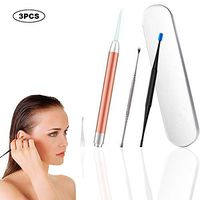 SIENON Ear Cleaner Ear Wax Removal Tool Kit 3 Pcs- Ear Pick with Light & Earwax Remover Curette & Soft Reusable Silicone Stainless Ear Wax Removal System with Portable Storage Box for Kids and Adults