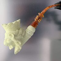 Master Carver Baglan Kingly Lion Tobacco Pipe with 1/2 Bend by Paykoc M01144