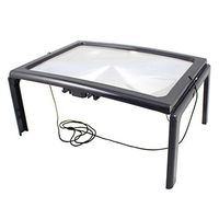 Full Page Magnifier for Reading,Large A4 Full Page Magnifier Magnifying Glass Sheet 3X Magnification for Reading with 4 Bright LEDs with Magnifier Neck Cord