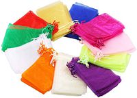 100Pcs Mix Color Sheer Drawstring Organza Jewelry Pouches Wedding Party Christmas Favor Gift Bags (3x4)