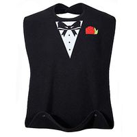 iGuerburn Large Adult Bib for Eating, Washable Reusable Clothing Protector with Optional Crumb Catcher, Bowtie Rose Embroidery for Men 35"X18"