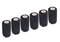 3 Inch Self Adhesive Medical Bandage Wrap Tape (Black) (6 Pack) Strong Elastic Self Adherent Cohesive First Aid Sport Flex Rolls for Wrist Ankle Knee Sprains and Swelling