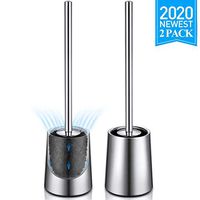 Homemaxs Toilet Brush and Holder, Upgraded 304 Stainless Steel Toilet Bowl Brush Rust-Resistant with Small Baffle More Ventilation,2 Pack Toilet Brush Clean Set with Long Handle(Brushed Surface)