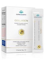 Collagen Powder Provide Double Anti-aging Effect Increase Synthesis of Hydrolyzed Collagen Peptide Vitamin C & E Acerola Cherry - 5g - 15 Sachet