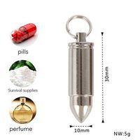 Titanium Mini Nitro Pill Fob Keychain Fashion Bullet Pendant Necklace Waterproof Portable Emergency Aspirin & Nitroglycerin Pill Case Container for Travel Outdoors First Aid or Daily Use,silver