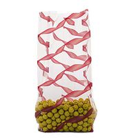 25ct Red Ribbon Twist Striped 4x2x9" Medium Sized Cello Party Treat Food Snack Bags nfLG -1392