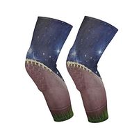 Knee Sleeve American Football Green Grass Starry Field Full Leg Brace Compression Long Sleeves Pant Socks for Running, Jogging, Sports, Crossfit, Basketball, Joint Pain Relief, Men and Women 1 Pair