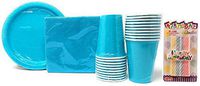 Party Supplies for 20 - (20 Heavy Duty Paper Plates, 24 Napkins, 20 Cups) Birthday, Baby shower (Teal- Aqua)
