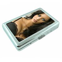 British Pin Up Girls Britain UK S18 Silver Cigarette Case Metal Wallet Id Holder King & 100's 4" X 2.75" RFID Protection