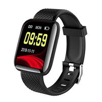 HelloPet Sports Fitness 116plus Smart Watch Waterproof Activity Blood Pressure Heart Rate Call Message Reminder Android Pedometer Smart Watch (Black)