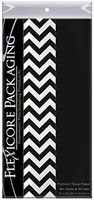 Flexicore Packaging Black Gift Wrap Tissue Paper | Size: 15 Inch X 20 Inch | Count: 20 Sheets | Color: Solid Black & Chevron