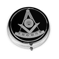 Masonic PastMaster Pill Box Case, Portable Medicine Tablet Vitamin Holder Organizer with 3 Compartment for Purse Pocket Travel Gift