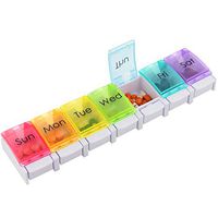 Weekly Pill Organizer Arthritis Friendly 7 Day Pill Box Container Vitamin Holder Case with Spring Open Design Large Compartment to Hold Vitamins, Fish Oil, Supplements and Medication (Rainbow)
