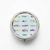RhyNSky Fishing Keep Calm and Fish On Mini Portable Pocket Purse Pill Box Case Pillbox, 3 Compartments, Silvery, 59
