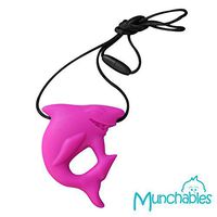 Munchables Shark Chewable Necklace for Boys and Girls - Chew to Regulate Sensory System (Fuchsia)
