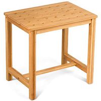 Giantex Bamboo Shower Stool Bench Seat W/Non-Slip Pad, Perfect for Bathroom, Living Room, Bedroom, Indoor or Outdoor Organizer Stool Shower Chair