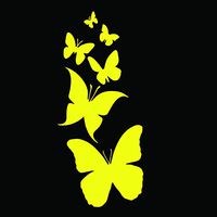 KCD Family of Butterflies Vinyl Decal Sticker | Cars Trucks Vans Walls Laptop | Yellow | 7 X 3 Inch | Keen25Y