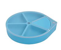 Easyinsmile Portable Pill Box/Vitamin Organizer Pocket Round Case 4 Compartments with Rotatable Clear Cover and Magnetic Lock (Blue)