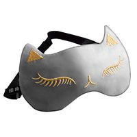 ❤ Cute Cat Eyelashes Embroidered Sleeping Eye Mask Women Girls Adjustable Strap Ice Gel Cold Pack Cool Compress Blindfold Eyeshade