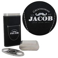 Monogrammed Travel Cigar Case with Cuter - Custom Personalized Poker, Golf, Groomsmen Party Gifts (Black)