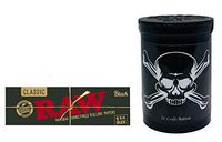Herb Airtight Container Fresh Kettle with Raw Black Natural Rolling Papers 1 Count DC Crafts Nation- Jolly Roger