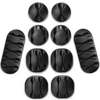 Cable Organizer, Cable Clips, Cord Hooks, 10 Pack Black Adhesive Cord Holder Wire Management System from Whellen (Renewed)
