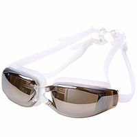 Waterproof Anti-Fog UV Protect Swim Glasses Wide View Swimming Goggles or Adult Women Men (Brown)