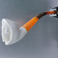 Meerschaum Hooded Grim Reaper Tobacco Pipe 1/2 Bend by Paykoc M99039