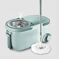 Stainless Steel Mop Bar Free Hand Washing Automatic Rotating Mop Artifact, Lifetime Cotton Head, Wheel Mop Bucket, Mop Bucket Size: 48x28x26cm
