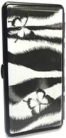 Tiger Stripes with Butterfly Design Metal Cigarette Case With Mirror, Fit 100's. 3103-2TFLY