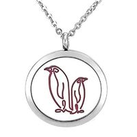 Penguin Aromatherapy Essential Oil Diffuser Stainless Steel Necklace with 11 Felt Pads,24"