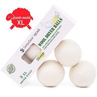CompuClever Wool Dryer Balls XL 3 Pack - 2.96" Natural Organic Fabric Softener - 100% New Zealand Premium Reusable Laundry Dryer Balls - Shorten Drying Time & Reduces Winkles