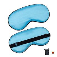 BLAU GRUN Silk Sleep Eye Mask for Sleeping, Blockout Blindfold with Adjustable Strap, Good Night Eyeshade for Women Men, Travel & Naps & Yoga Meditation & Shift Work, Include Travel Pouch & Ear Plugs