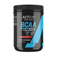 Action Nutrition BCAA Loaded - 12:1:1 Amino Acids Supplements - Intra Workout Muscle Recovery Powder Supplement Drink with Leucine and Coconut Water Powder - 30 Servings, Fruit Juicy Red