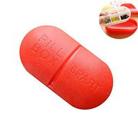 Compact Medical Pill Box Organizer 6 Compartments Portable Medicine Storage Cases Pill Divider Vitamin Dispenser, 4 Times a Day Fashion Macaron Colors Plastic Pill Case (red)