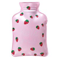 Kanngest Mini Hot Water Bottle PVC Container Strawberry Printed Built-in Warm Sponge for Comfortable Touch Therapy Heating Pad Warming Pain Relief
