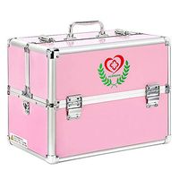 Nurth First Aid Kit Lockable First Aid Box Security Lock Medicine Storage Box with Portable Handle,Medication Lock Box 3 Tier Design/Precription Storage Box Large Space inches (Pink) (M)
