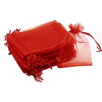Dealglad 50pcs Drawstring Organza Jewelry Candy Pouch Christmas Wedding Party Favor Gift Bags (3.5x4.5", Red)