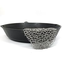 Round Stainless Steel 316 Cast Iron Cleaner Brush Scrubber for Cast Iron Pan Cast, Cooking, Camping or Travel,Tuscom (8×8")