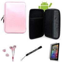 Carbon Fiber Durable Slim Protective Eva Storage Cover Cube Carrying Case with Mesh Pocket For WiFi HotSpot GPS 5MP 16GB Android OS AD2P 7 Inch Tablet and Hand Strap and Earbuds and Screen Protector