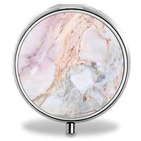Compact Mini Portable White Marble 3 Compartments Travel Medical Medicine Case/Pill Organizer/Pill Box(Hing Hong Pill Case)