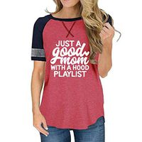 Aniywn Womens Casual Graphic Tee Short Sleeve Summer Striped Letter Print o Neck Tops Shirts S-XXL Hot Pink