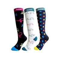 zuoge 3 Pairs Compression Socks Pack - Best Medical, Nursing, Travel & Flight Socks - Running & Fitness - 15-20mmHg